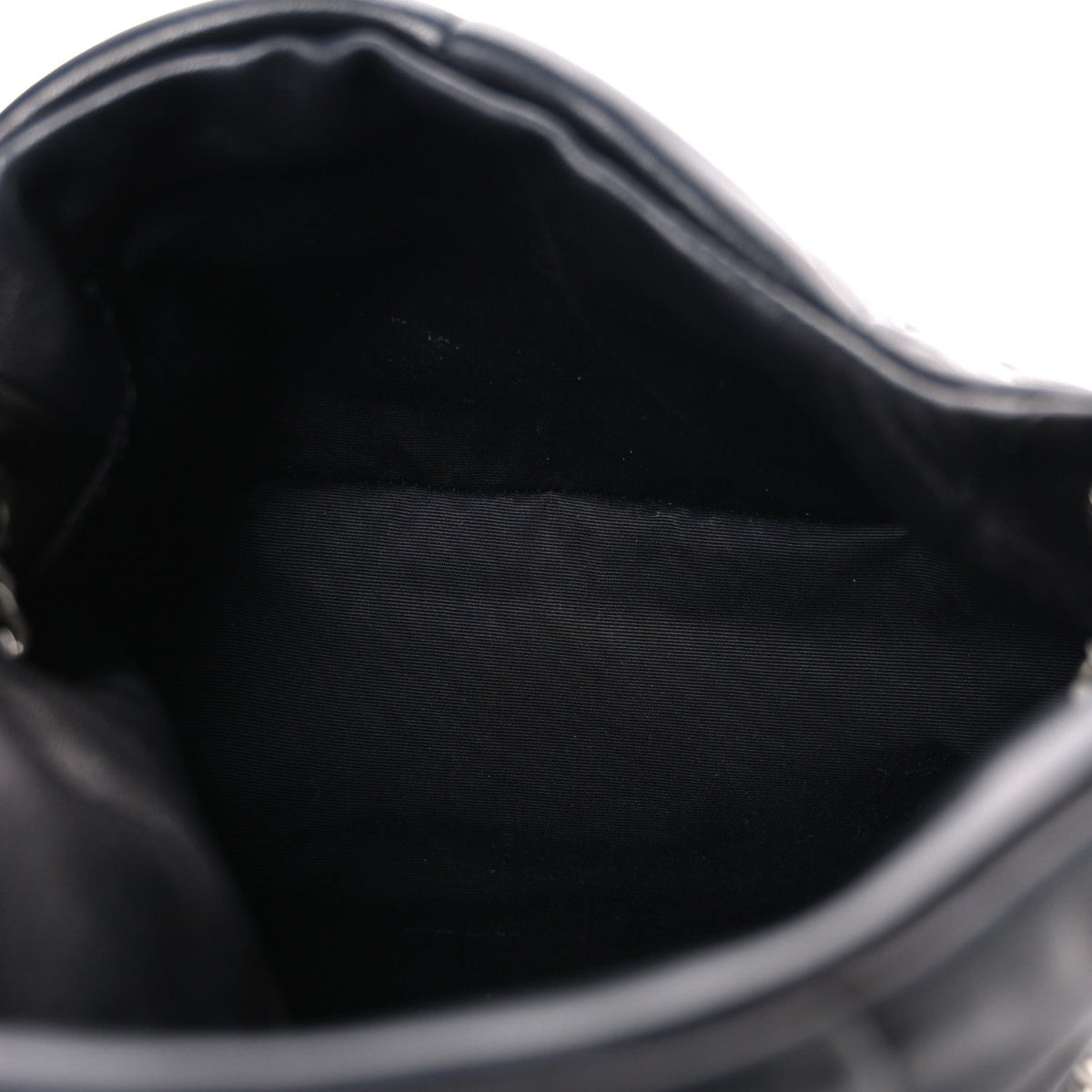 Lambskin Quilted Small Loulou Puffer Monogram Chain Satchel Black