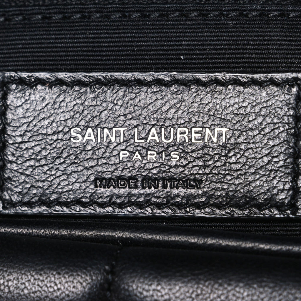 Lambskin Quilted Small Loulou Puffer Monogram Chain Satchel Black