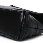 Lambskin Quilted Small Loulou Puffer Monogram Chain Satchel Black