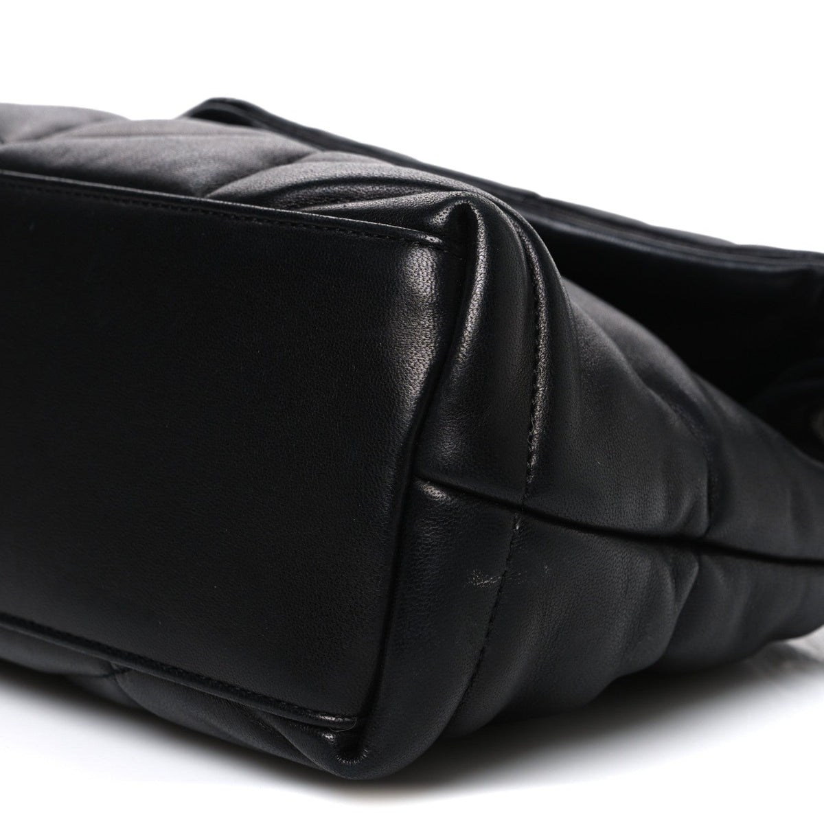 Lambskin Quilted Small Loulou Puffer Monogram Chain Satchel Black