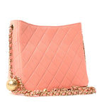 Lambskin Quilted Small Pearl Crush Hobo Coral