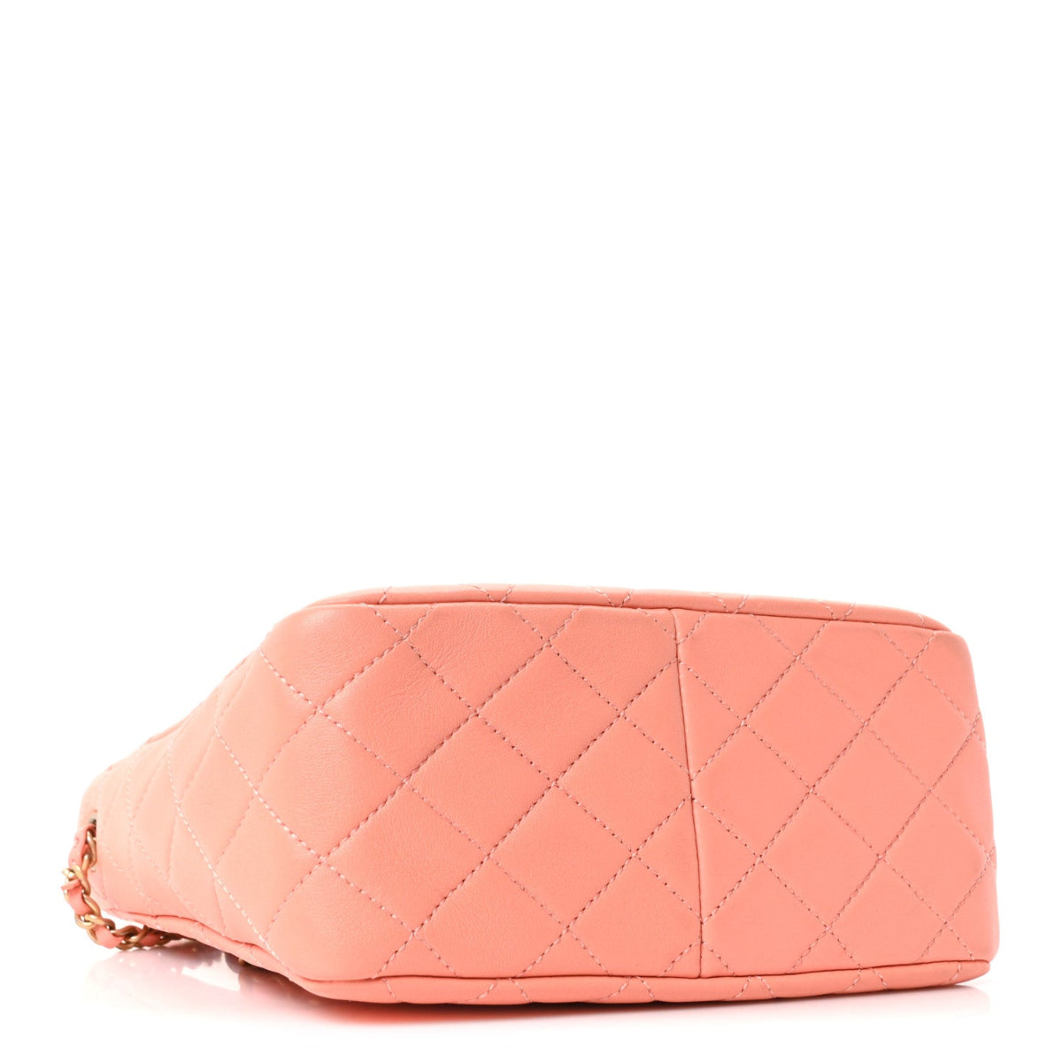 Lambskin Quilted Small Pearl Crush Hobo Coral