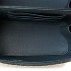 Lambskin Quilted Small Top Handle Vanity Case With Chain Blue