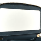 Lambskin Quilted Small Top Handle Vanity Case With Chain Blue