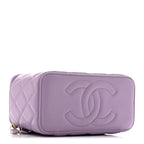 Lambskin Quilted Small Top Handle Vanity Case With Chain Light Purple