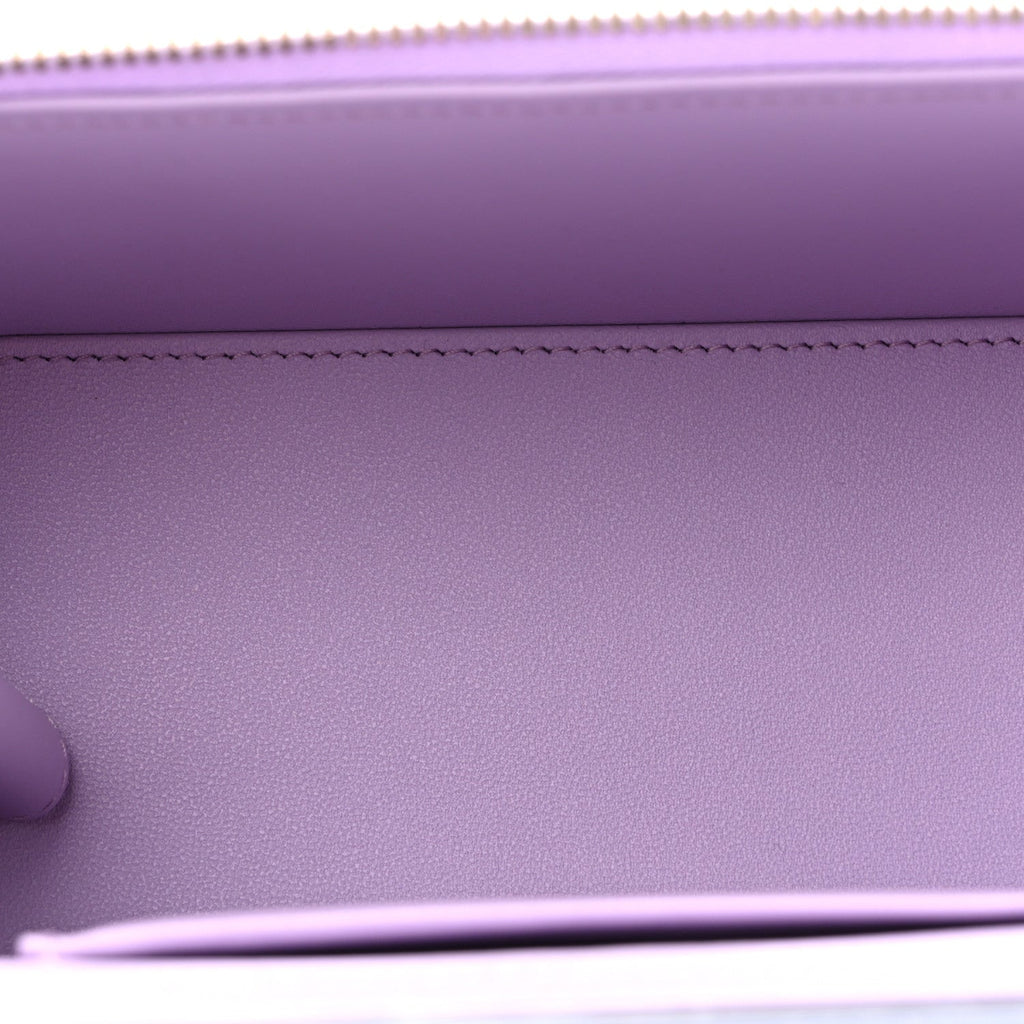 Lambskin Quilted Small Top Handle Vanity Case With Chain Light Purple