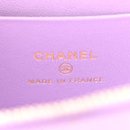 Lambskin Quilted Small Top Handle Vanity Case With Chain Light Purple