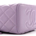 Lambskin Quilted Small Top Handle Vanity Case With Chain Light Purple