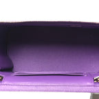 Lambskin Quilted Small Top Handle Vanity Case With Chain Purple