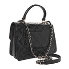 Lambskin Quilted Small Trendy CC Dual Handle Flap Bag Black