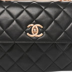 Lambskin Quilted Small Trendy CC Dual Handle Flap Bag Black