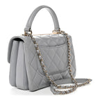Lambskin Quilted Small Trendy CC Flap Dual Handle Bag Grey