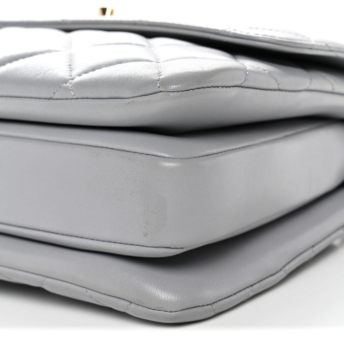 Lambskin Quilted Small Trendy CC Flap Dual Handle Bag Grey