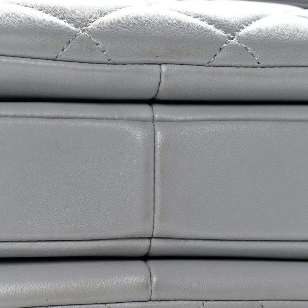 Lambskin Quilted Small Trendy CC Flap Dual Handle Bag Grey