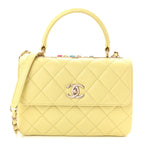 Lambskin Quilted Small Trendy CC Flap Dual Handle Bag Yellow