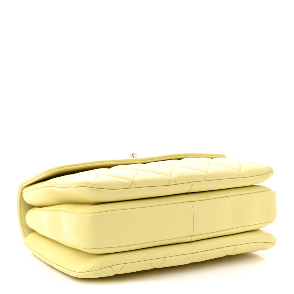 Lambskin Quilted Small Trendy CC Flap Dual Handle Bag Yellow