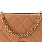 Lambskin Quilted Trendy CC Wallet On Chain WOC Beige