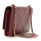 Lambskin Quilted Trendy CC Wallet On Chain WOC Burgundy