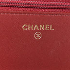 Lambskin Quilted Trendy CC Wallet On Chain WOC Burgundy