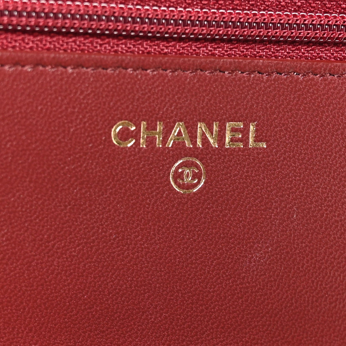 Lambskin Quilted Trendy CC Wallet On Chain WOC Burgundy