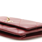 Lambskin Quilted Trendy CC Wallet On Chain WOC Burgundy