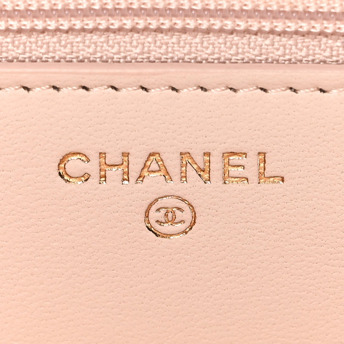 Lambskin Quilted Trendy CC Wallet On Chain WOC Light Beige