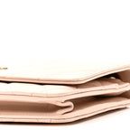 Lambskin Quilted Trendy CC Wallet On Chain WOC Light Beige