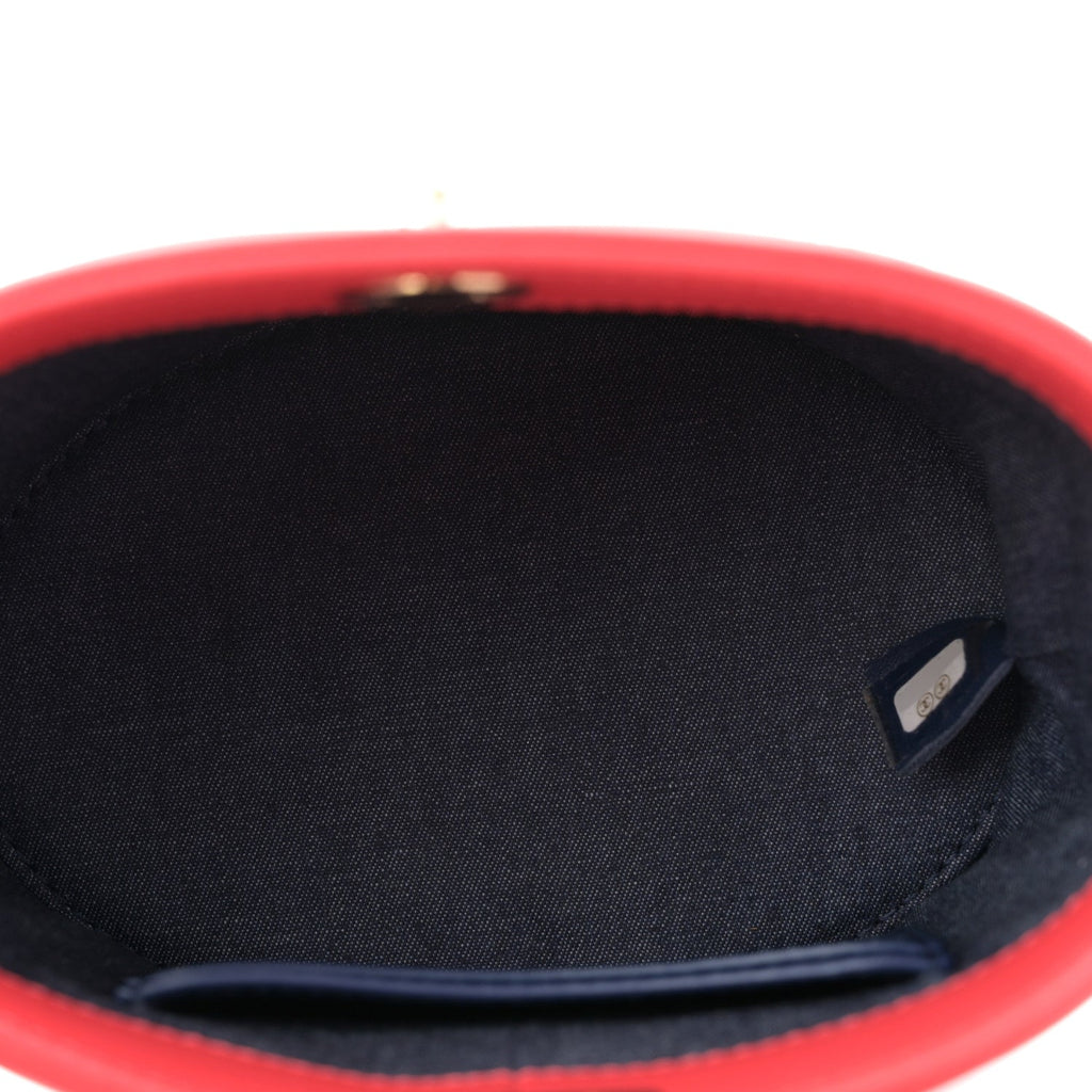 Lambskin Resin Elegant Chain Vanity Case Red