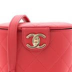 Lambskin Resin Elegant Chain Vanity Case Red