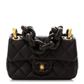 Lambskin Wenge Quilted Mini Fashion Wood Square Flap Dark Purple