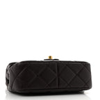 Lambskin Wenge Quilted Mini Fashion Wood Square Flap Dark Purple