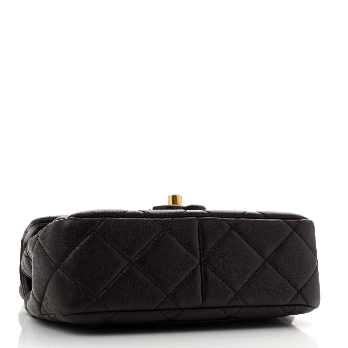 Lambskin Wenge Quilted Mini Fashion Wood Square Flap Dark Purple