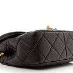 Lambskin Wenge Quilted Mini Fashion Wood Square Flap Dark Purple