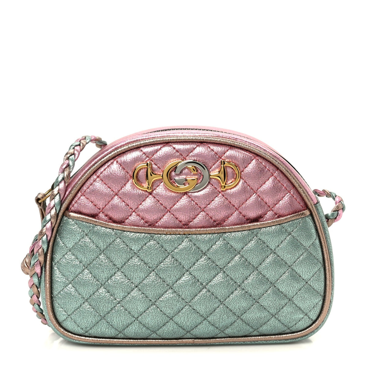 Laminated Nappa Trapuntata Mini Zumi Dome Shoulder Bag Rosa Lago Rame