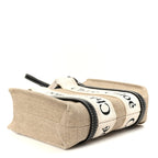 Linen Calfskin Mini Woody Ribbon Tote White Navy
