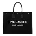 Linen Calfskin Rive Gauche Tote Black