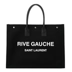 Linen Calfskin Rive Gauche Tote Black