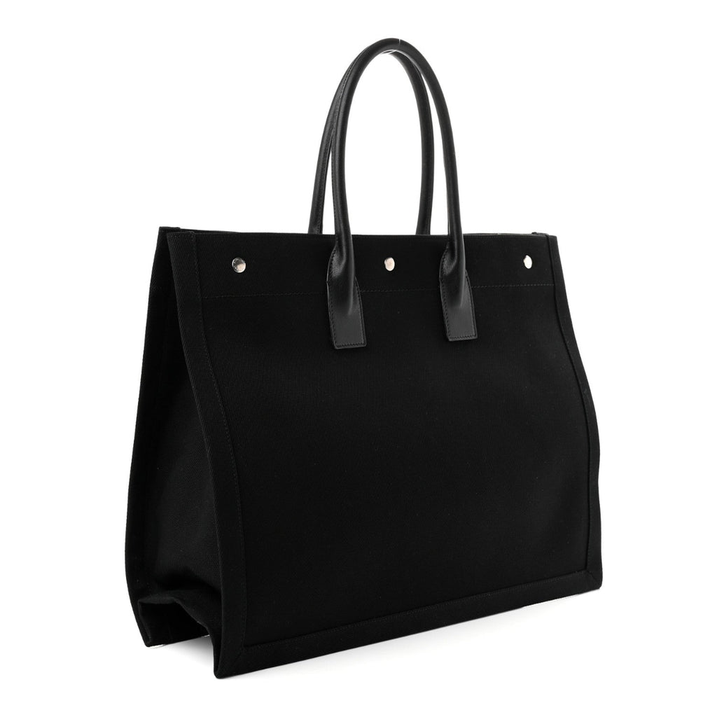 Linen Calfskin Rive Gauche Tote Black