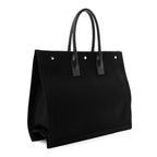 Linen Calfskin Rive Gauche Tote Black