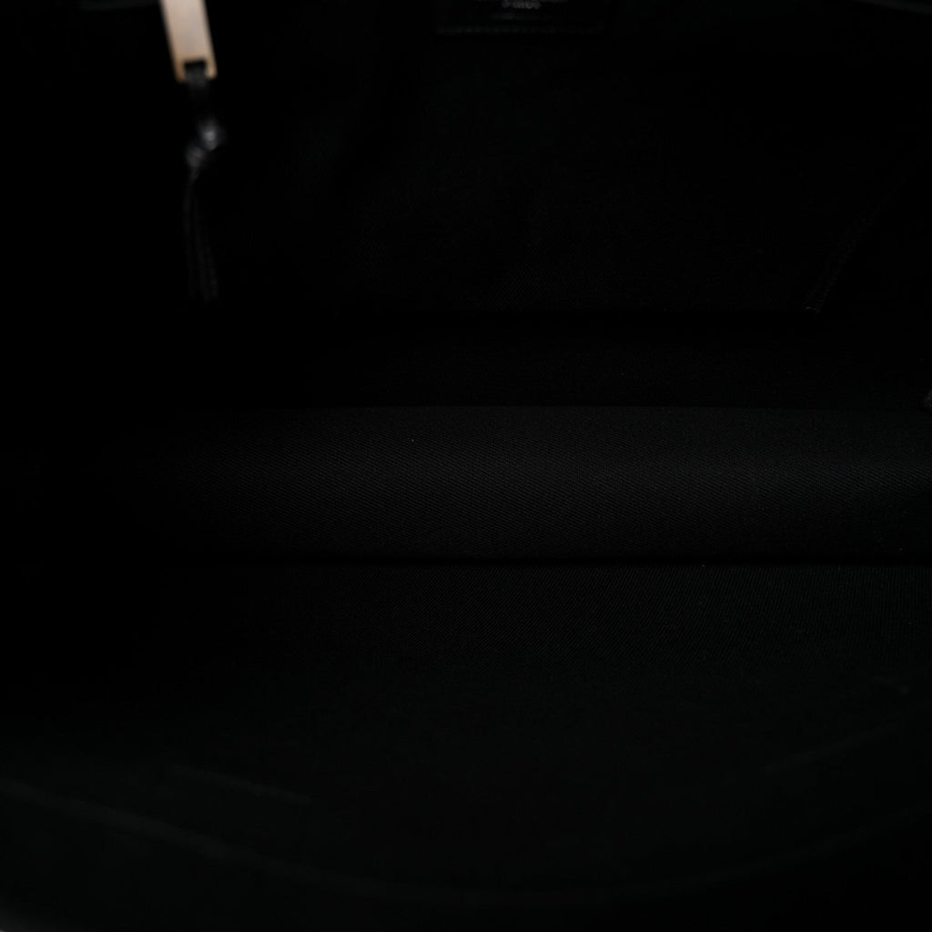 Linen Calfskin Rive Gauche Tote Black