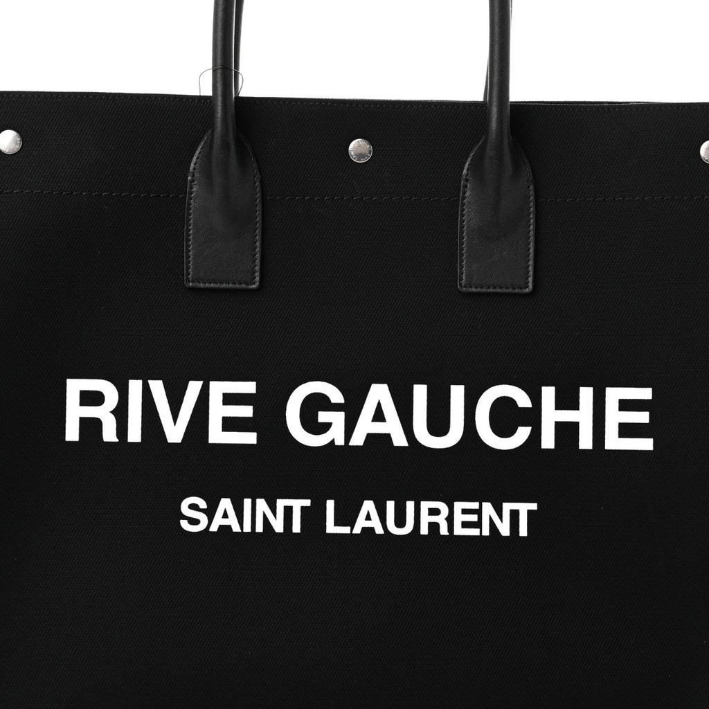 Linen Calfskin Rive Gauche Tote Black