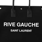 Linen Calfskin Rive Gauche Tote Black