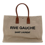 Linen Calfskin Rive Gauche Tote Brown