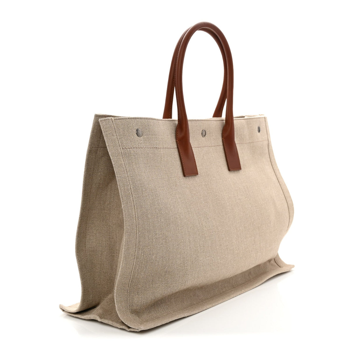 Linen Calfskin Rive Gauche Tote Brown