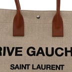 Linen Calfskin Rive Gauche Tote Brown