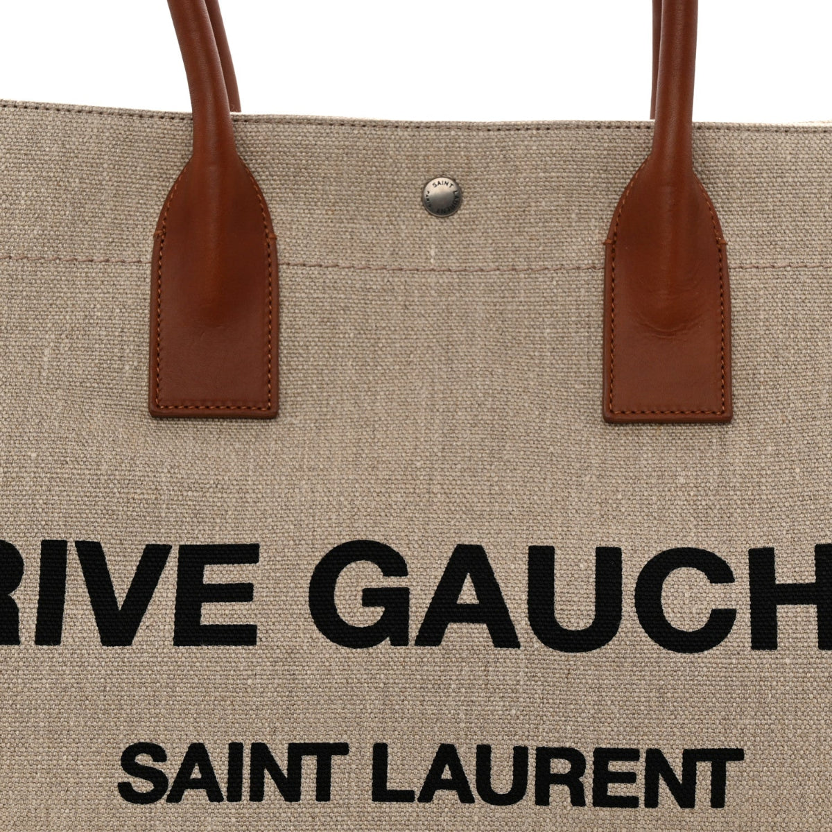 Linen Calfskin Rive Gauche Tote Brown