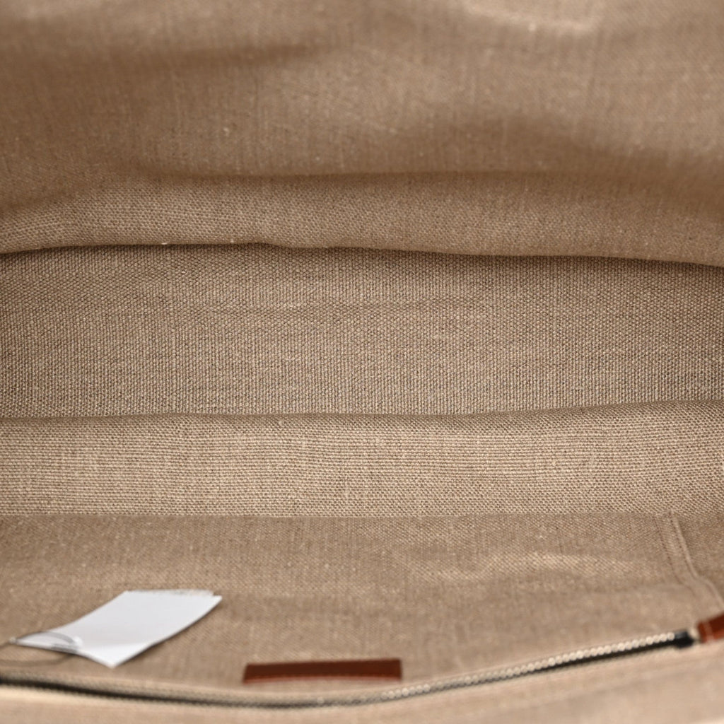 Linen Calfskin Rive Gauche Tote Brown
