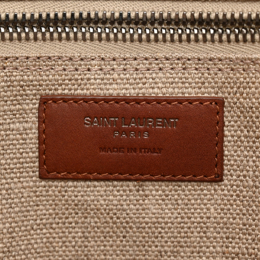 Linen Calfskin Rive Gauche Tote Brown