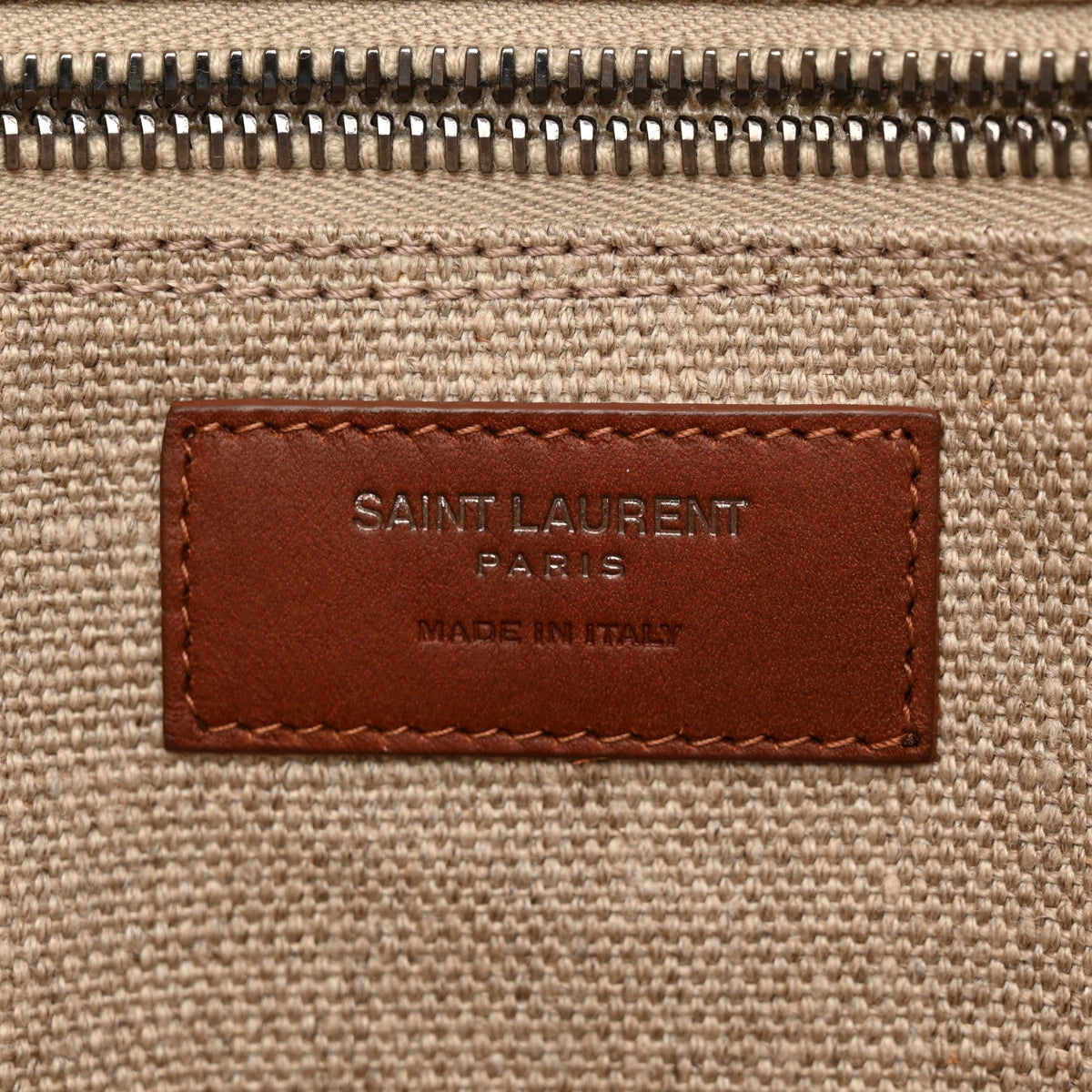 Linen Calfskin Rive Gauche Tote Brown