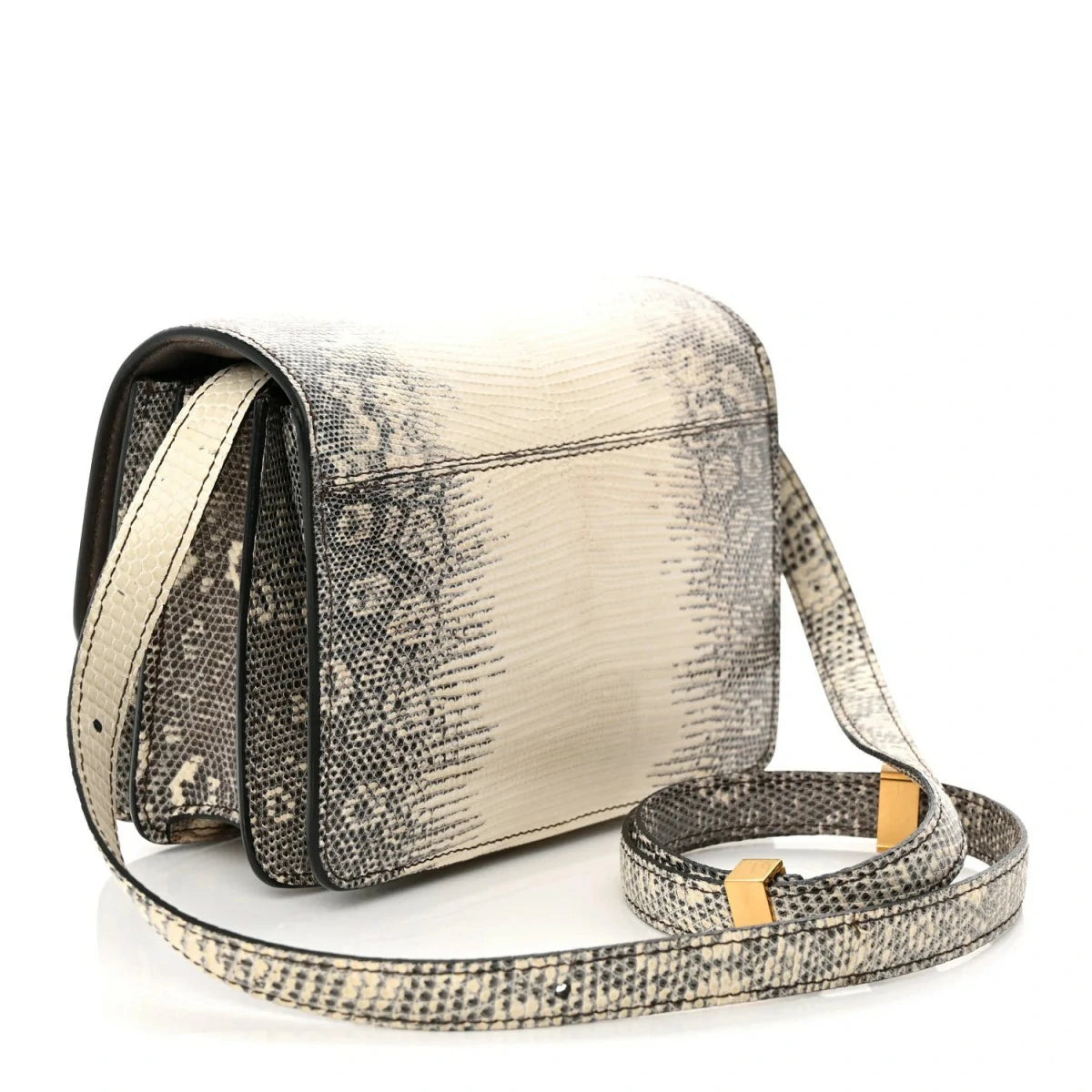 Lizard Small Classic Box Flap Bag Natural
